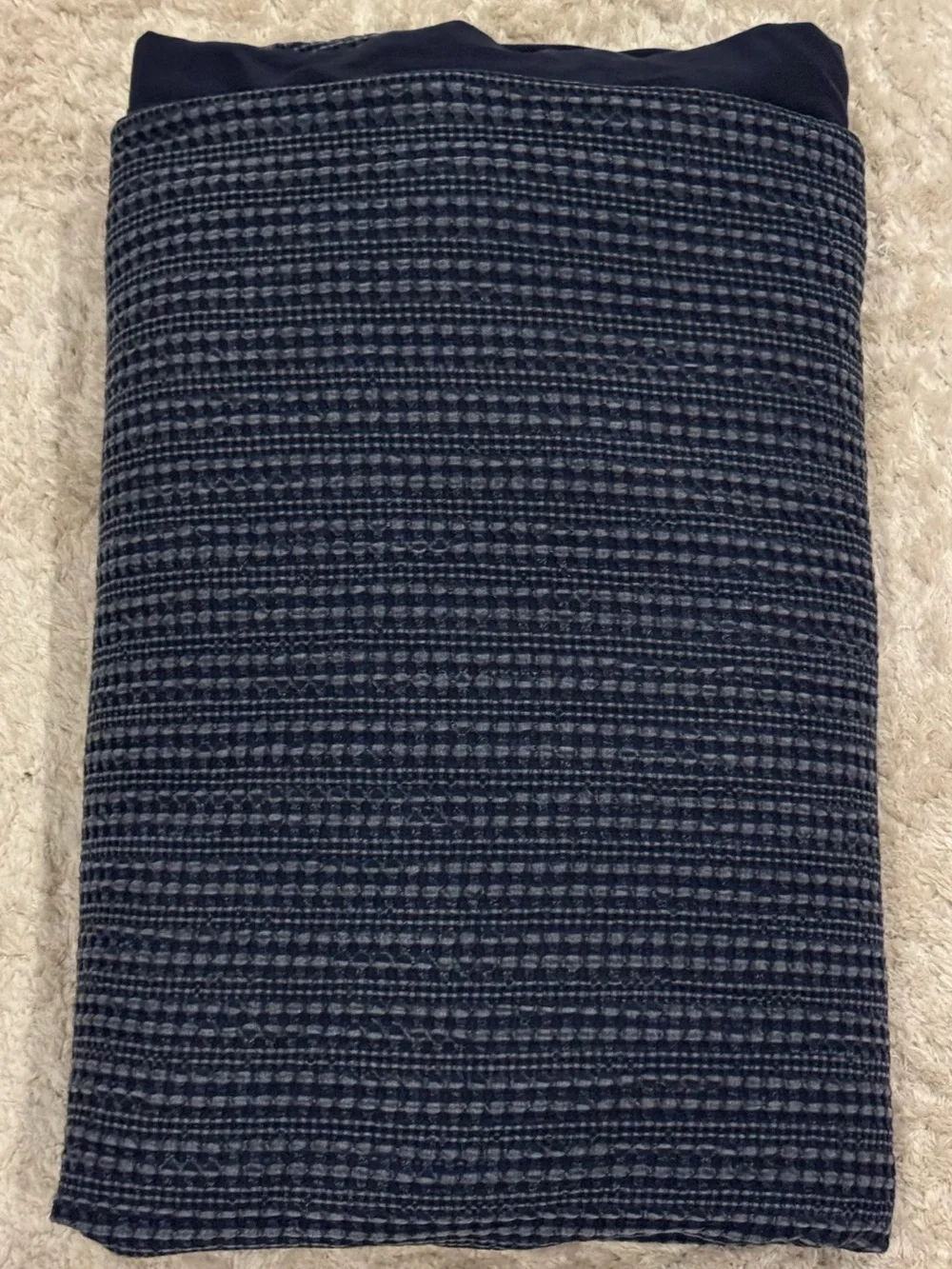 Pottery Barn Navy Textured Waffle Weave Duvet Cover, Full/Queen